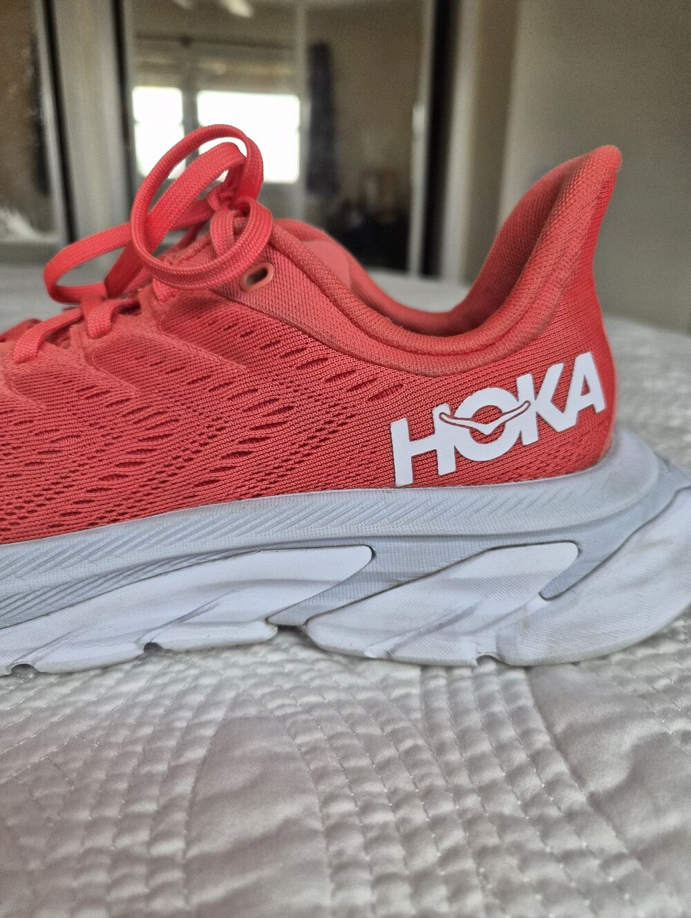 Hoka Clifton Edge Hot Coral Athletic Running Shoes Womens 8 - Picture 6 of 16